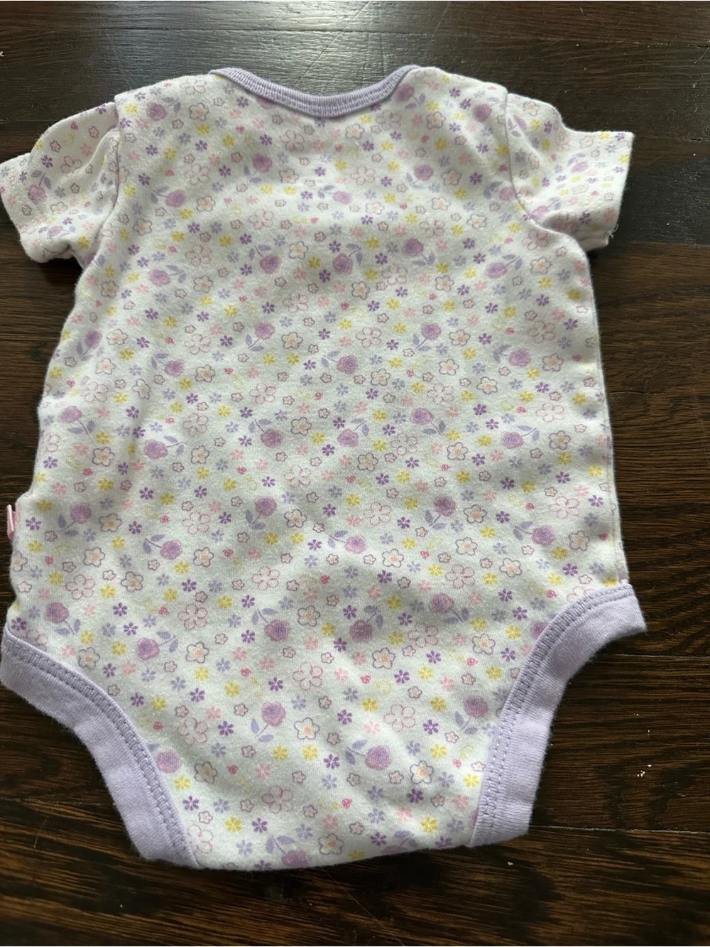 Disney Lavender Floral Short-Sleeve One-Piece Bodysuit
